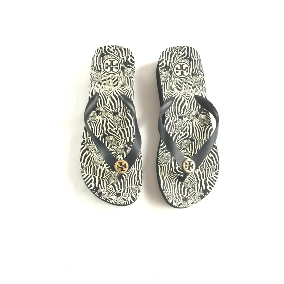 Tory Burch Zebra Print Black & White Flip Flops - Picture 5 of 5